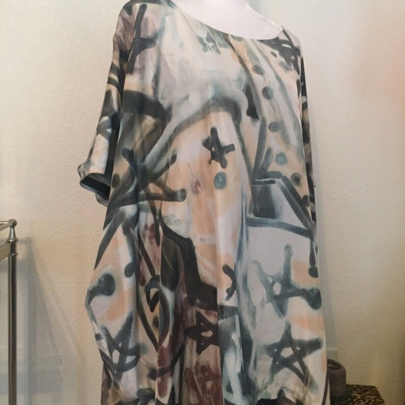 ACNE zohra Print Dress Silk Draped Asymmetric GUC - Picture 6 of 8